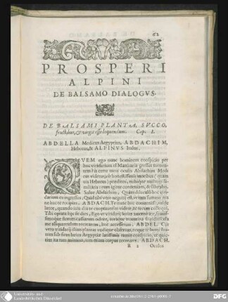 Prosperi Alpini De Balsamo dialogus