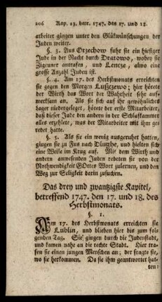 Das drey und zwantzigste Kapitel, betreffend 1747. den 17. und 18. des Herbstmonats