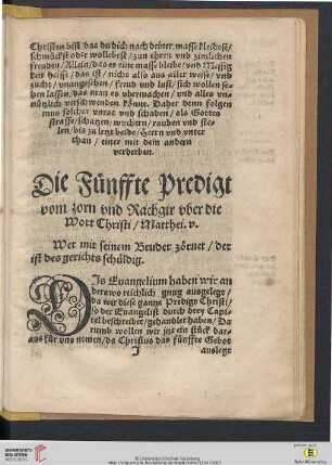 Die fünffte Predigt