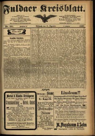 Zweite Ausgabe vom Mittwoch, den 16. Dezember 1908.