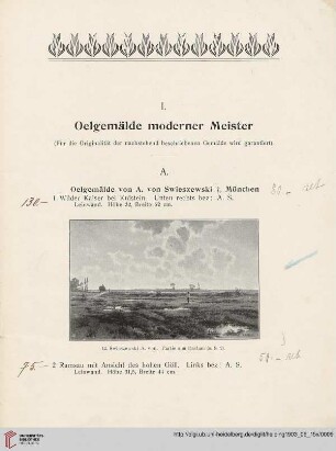 I. Oelgemälde moderner Meister (Nr. 1 - 134)
