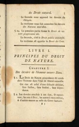 5-18, Livre I.: Principes Du Droit De Nature.