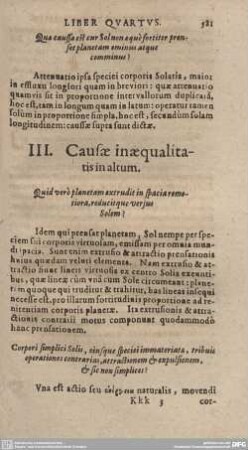 III. Causae inaequalitatis in altum.