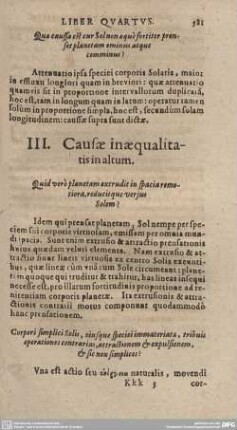 III. Causae inaequalitatis in altum.