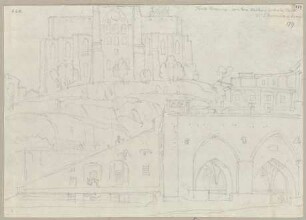 Ansicht der Porta Fontebranda und der Basilica di San Domenico in Siena