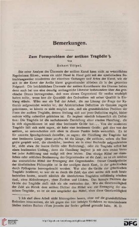 Zum Formproblem der antiken Tragödie