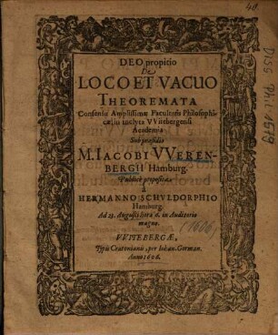 De Loco Et Vacuo Theoremata