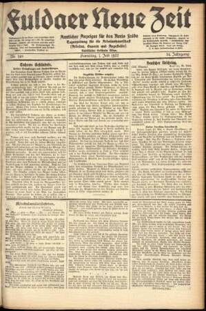 Ausgabe vom Samstag, den 01. Juli 1922.