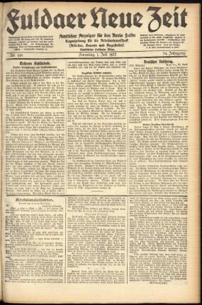 Ausgabe vom Samstag, den 01. Juli 1922.