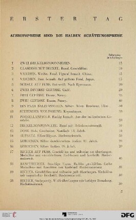 Erster Tag (Nr. 1-142)