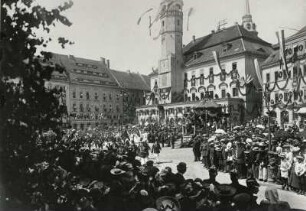 Bautzen. Huldigung für Friedrich August III., König von Sachsen, auf dem Hauptmarkt