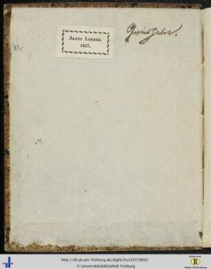 [Vorderer Spiegel] Exlibris von Aloys Lorenz; Besitzvermerk von Franz Karl Grieshaber.