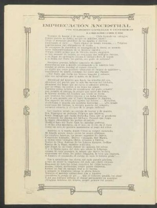 Imprecación ancestral : [Poesía] - De la prensa ilustrada y la semana, de Panamá