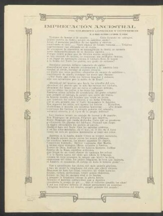 Imprecación ancestral : [Poesía] - De la prensa ilustrada y la semana, de Panamá
