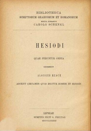 Hesiodu ta sōzomena : accedit certamen quod dicitur Homeri et Hesiodi = Hesiodi quae feruntur omnia
