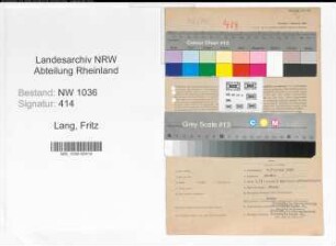 Entnazifizierung Fritz Lang , geb. 04.02.1889 (Berginspektor)