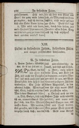 XIII. Lieder in besonderen Zeiten, besonderen Fällen und einigen persönlichen Umständen.