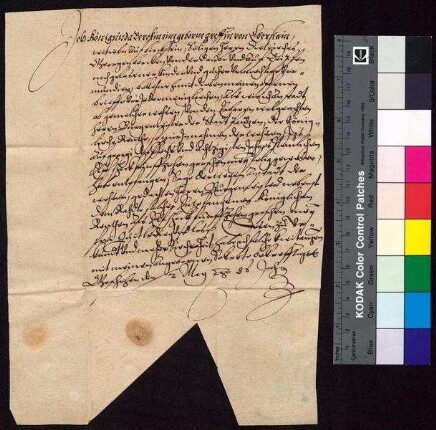 Kunigunde Berka von Duba, geborene Gräfin von Eberstein (Kunigunda Berckin eine geborne Gräffin von Eberstein), Witwe des Sigismund Berka von Duba auf Böhmisch Leipa (Leippe), bestätigt Bürgermeister und Rat der Stadt Bautzen den Empfang der königlichen Jahrrente von 11 Schock 15 Groschen auf Georgi.