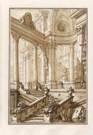 Architekturphantasie mit Freitreppen und Kolonnade, aus den "Disegni di Prospettiva Ideale", Bl. 31