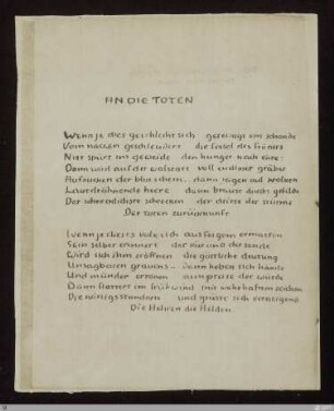 An die Toten (Wenn einst dies geschlecht sich gereinigt von schande) : [SW IX: H14]; [SW IX, S. [89]-90/169]