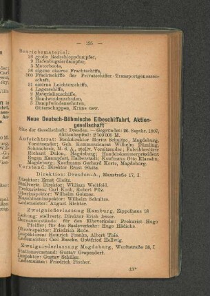 Neue Deutsch-Böhmische Elbeschiffahrt, Aktien-gesellschaft
