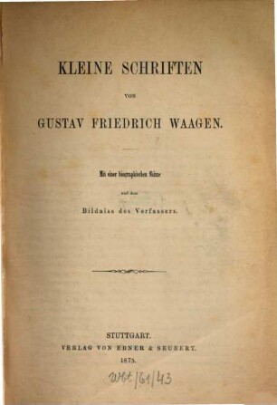 Kleine Schriften : mit einer biographischen Skizze