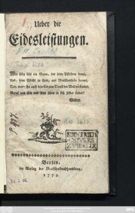 Ueber die Eidesleistungen