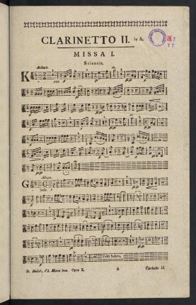 1-4, Missa I. - Clarinetto II.