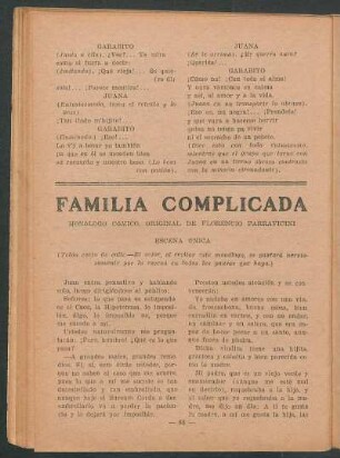 Familia complicada : Monólogo cómico, original de Florencio Parravicini