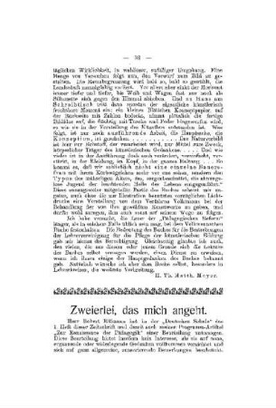 Zweierlei, das mich angeht