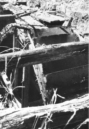 Triebischtal-Rothschönberg. Rothe Mühle, verfallenes Mühlrad Repro