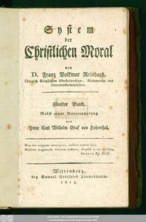 Fünfter Band: Nebst einer Vorerinnerung