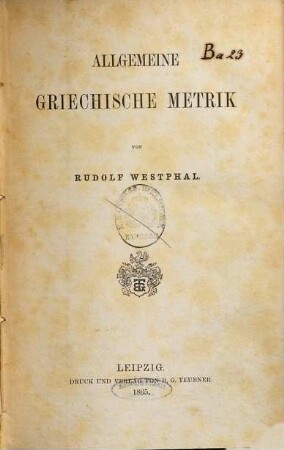 Allgemeine griechische Metrik