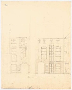 Etagenwohn- und Geschäftshaus Krausenstraße 40, Berlin: 1. Hinterhaus: Vorderansicht, Rückansicht