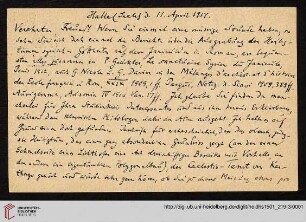 Korrespondenz Georg Wissowa/Carl Bezold: Karte von Georg Wissowa an Carl Bezold