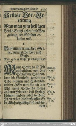 Heilige Vor-Bereitung Wan man zum heiligen Beicht-Stuhl gehen, und Vergebung der Sünden erbitten wil