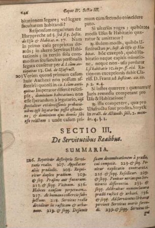 Sectio III. De Servitutibus Realibus.