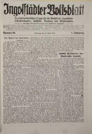 Ingolstädter Volksblatt, 1920, Nr. 88 = Jg. 1