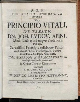 5: Paradoxa Physiologica Nov-Antiqva De Principio Vitali