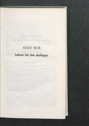 Erstes Buch. Lehren für den Anfänger