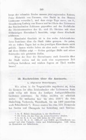 19. Nachrichten über die Amtsorte.