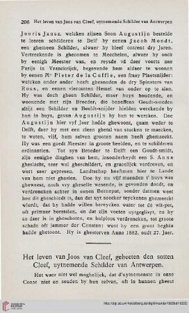 Het leven van Joos van Cleef, geheeten den sotten Cleef, uytnemende Schilder van Antwerpen