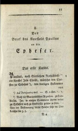 II. Der Brief des Apostels Paullus an die Epheser.