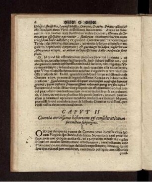 Caput II Cometae novissimi historiam & considerationem succinctam subiugens