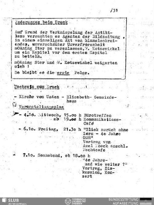 Veranstaltungsplan