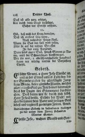 Andächtiges Gebeth in besonderen Anliegen zu der unter dem Kreuz stehenden Mutter Gottes