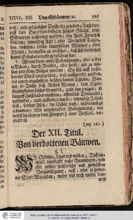 Der XII. Titul. Von verbottenen Bäuwen