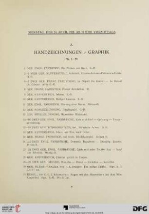 A. Handzeichnungen / Graphik (Nr. 1-39)