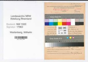 Entnazifizierung Wilhelm Wartenberg, geb. 19.12.1909 (Verw.Inspektor)