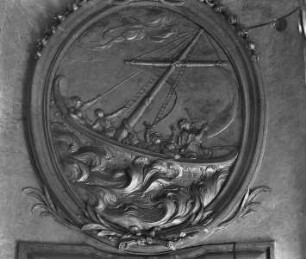 Szene der Nikolauslegende: Schiff auf stürmischer See